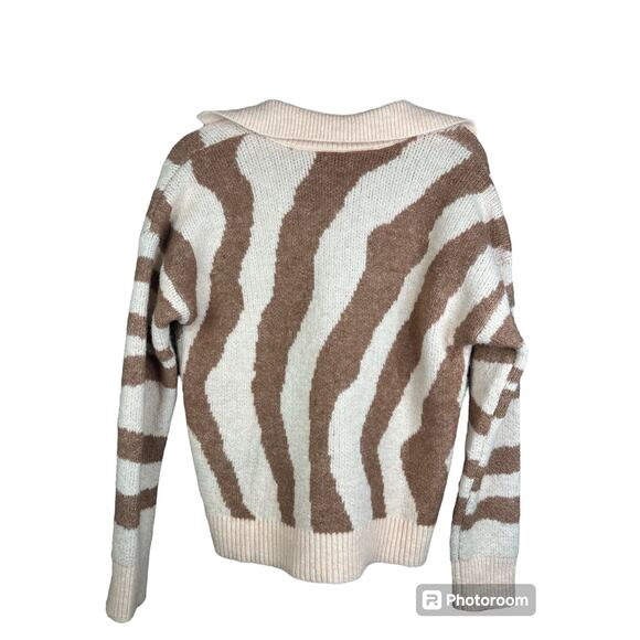 Nine West Long Sleeve Collared V Neck Wool Pink Pullover Sweater Size Small - Picture 2 of 6